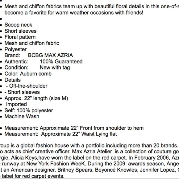💕BCBGMaxAzria💕 Chiffon Cold Shoulder Pattern Top - Picture 8 of 8